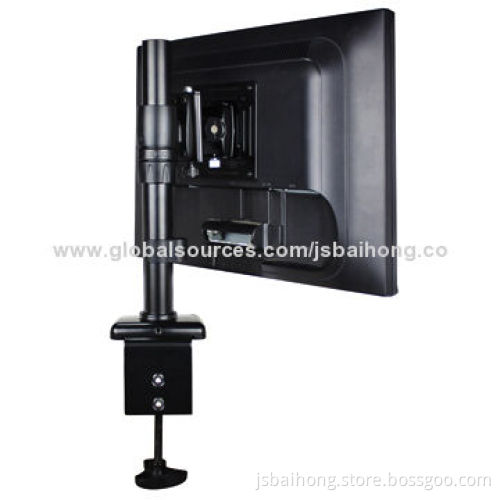 Desktop display mount, routes cables under arms